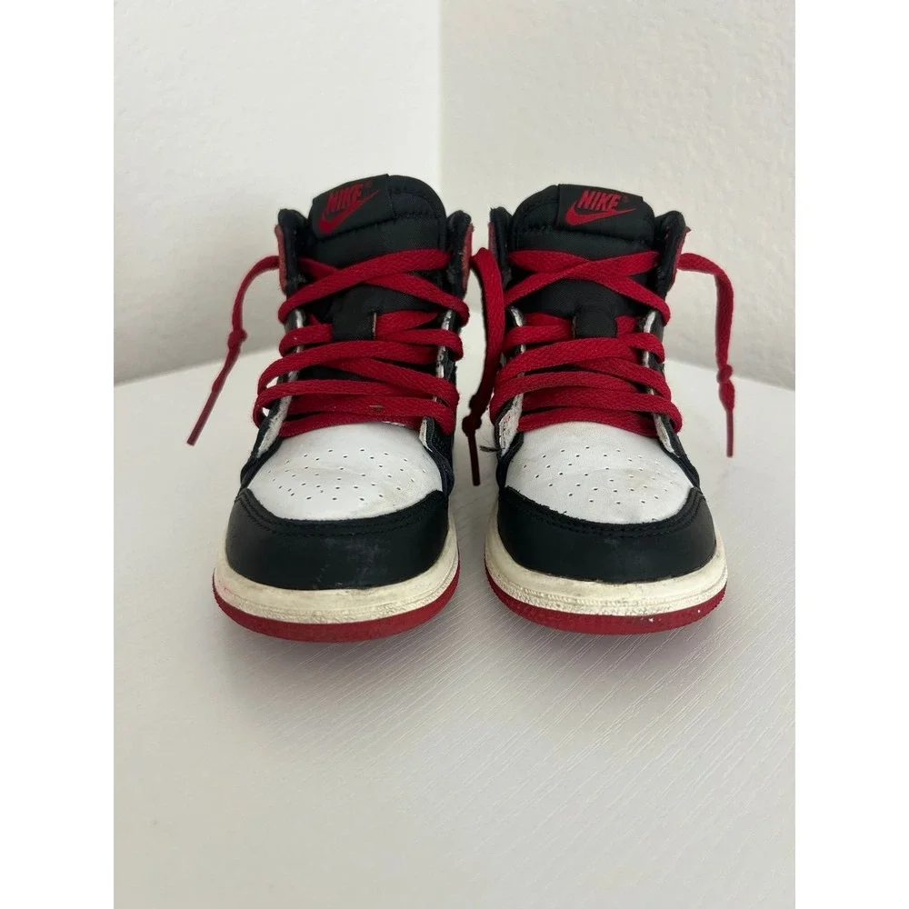 Nike Air Jordan 1 Mid Unisex Kids Mid Top Leather Colorblock Sneakers 9C